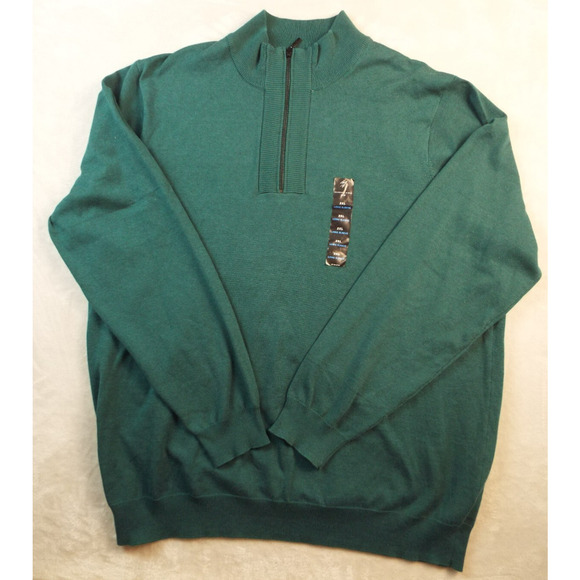 SHAQUILLE ONEAL Sweater Mens 2XL Green Preppy Casual Classic 1/4 Zip NEW - Picture 1 of 7